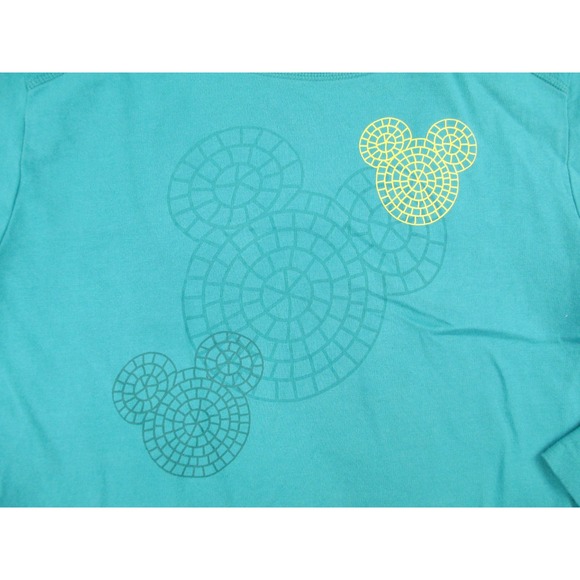 Disney Shirt Womens Medium Green Mickey Mouse Long Sleeve Key Hole‎ Casual* - Picture 4 of 9